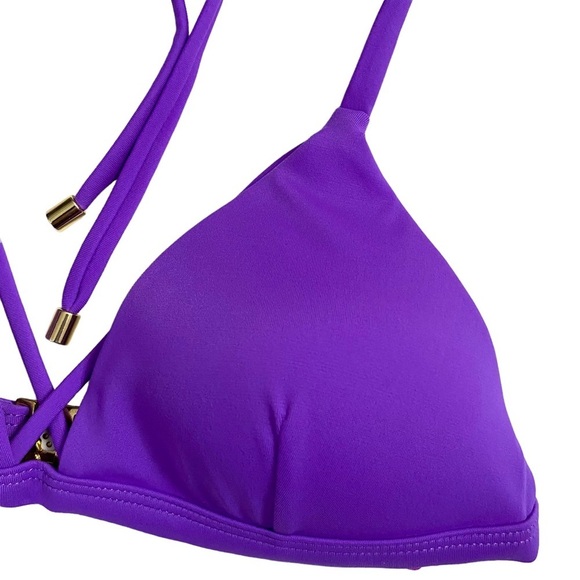 L'Agent by Agent Provacateur Avril Violet Triangle Bikini Top Halter Ties Small - Picture 7 of 12